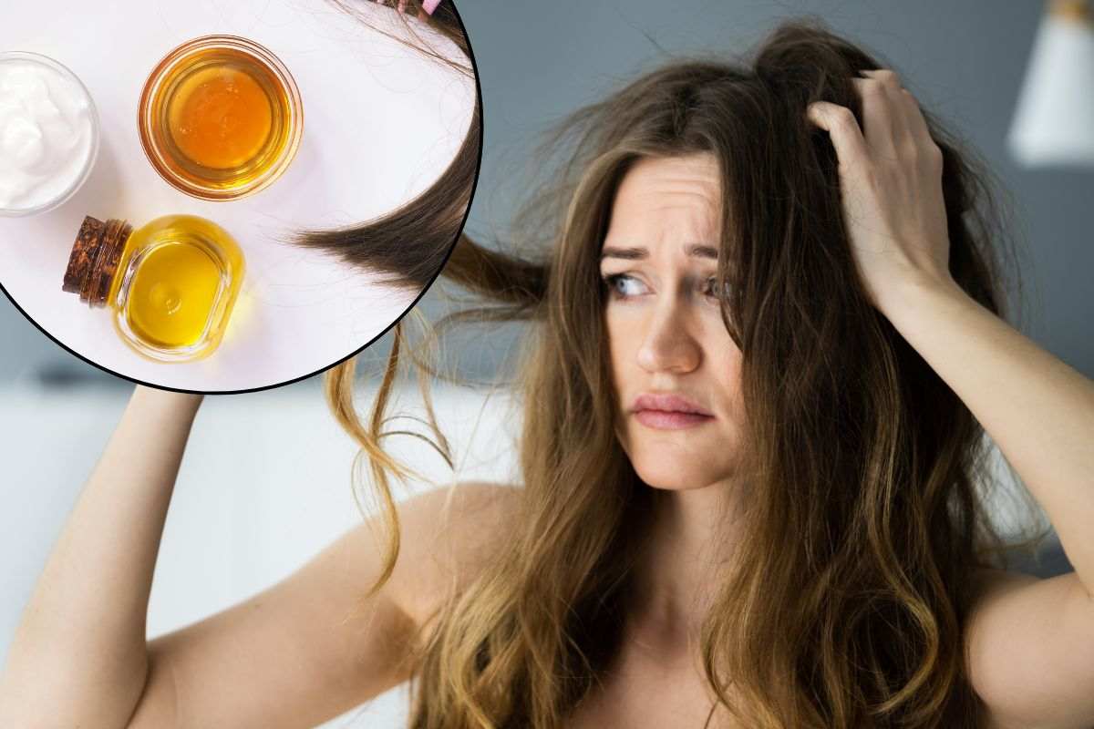 Ragazza disperata per i capelli danneggiati